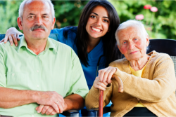 caregiver hugging patients